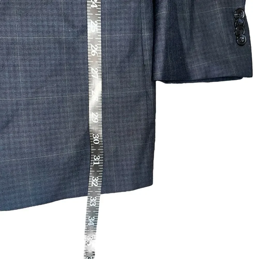 Peter Millar Plaid Navy Wool Men's Blazer Sporcoat Jacket